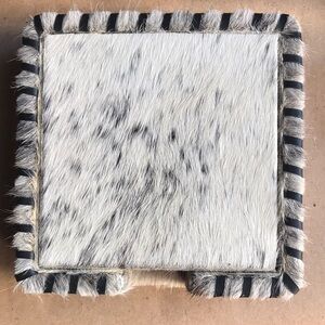 NWOT Tahari Home Cowhide Leather Square Drink Coasters Set